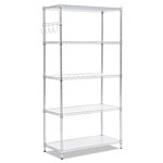 Alera 5-Shelf Wire Shelving Kit with Casters and Shelf Liners, 36w x 18d x 72h, Silver view 1