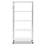 Alera 5-Shelf Wire Shelving Kit with Casters and Shelf Liners, 36w x 18d x 72h, Silver view 3