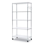 Alera 5-Shelf Wire Shelving Kit with Casters and Shelf Liners, 36w x 18d x 72h, Silver view 4