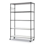 Alera 5-Shelf Wire Shelving Kit with Casters and Shelf Liners, 48w x 18d x 72h, Black Anthracite view 3