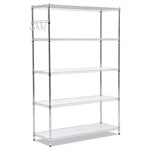 Alera 5-Shelf Wire Shelving Kit with Casters and Shelf Liners, 48w x 18d x 72h, Silver view 1