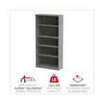 Alera Alera Valencia Series Bookcase, Four-Shelf, 31.75w x 14d x 64.75h, Gray view 4
