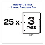 Avery Print and Apply Index Maker Clear Label Dividers, 3 White Tabs, Letter, 25 Sets view 1