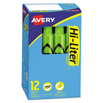 Avery HI-LITER Desk-Style Highlighters, Chisel Tip, Fluorescent Green, Dozen orginal image
