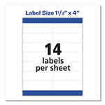 Avery Easy Peel White Address Labels w/ Sure Feed Technology, Laser Printers, 1.33 x 4, White, 14/Sheet, 100 Sheets/Box view 1