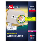 Avery Repositionable Address Labels w/SureFeed, Laser, 1 x 2 5/8, White, 3000/Box orginal image