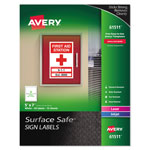 Avery Surface Safe Removable Label Safety Signs, Inkjet/Laser Printers, 5 x 7, White, 2/Sheet, 15 Sheets/Pack orginal image