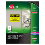 Avery Surface Safe Removable Label Safety Signs, Inkjet/Laser Printers, 7 x 10, White, 15/Pack orginal image