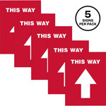 Avery THIS WAY Social Distancing Floor Decals - 5 - This Way Print/Message - Rectangular Shape - Pre-printed, Tear Resistant, Wear Resistant, Non-slip, Water Resistant, UV Coated, Durable, Removable, Scuff Resistant - Vinyl - Red, White view 1