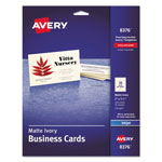 Avery Printable Microperforated Business Cards with Sure Feed Technology, Inkjet, 2 x 3.5, Ivory, Matte, 250/Pack orginal image