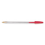 Bic Cristal Xtra Smooth Stick Ballpoint Pen, 1mm, Red Ink, Clear Barrel, Dozen orginal image