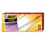 Bic Cristal Xtra Smooth Stick Ballpoint Pen, 1mm, Red Ink, Clear Barrel, Dozen view 1