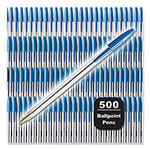 Bic Cristal Xtra Smooth Ballpoint Pen, Stick, Medium 1 mm, Blue Ink, Clear Barrel, 500/Pack view 1