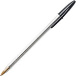 Bic Cristal Ballpoint Stick Pens - Medium Pen Point - Black - Clear Barrel - 10 / Pack view 2