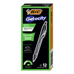 Bic Gel-ocity Quick Dry Retractable Gel Pen, Medium 0.7mm, Black Ink/Barrel, Dozen view 1