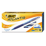 Bic Atlantis Retractable Ballpoint Pen, Medium 1mm, Blue Ink/Barrel, Dozen view 1