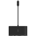 Belkin USB-C Multimedia + Charge Adapter - for Notebook - 100 W - USB Type C - 1 x USB 3.0 - USB Type-C - Network (RJ-45) - HDMI - VGA - Wired view 3