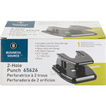 Business Source 2-Hole Punch, 1/4" Holes, 30 Sheet Capacity, Black view 1