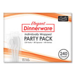 Berkley Square Elegant Dinnerware Heavyweight Cutlery Assortment, Individually Wrapped, 120 Forks/80 Spoons/40 Knives, White, 240/Box orginal image