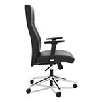 Basyx by Hon Define Executive High-Back Leather Chair, Supports up to 250 lbs., Black Seat/Black Back, Polished Chrome Base view 2