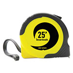 Boardwalk Easy Grip Tape Measure, 25 ft, Plastic Case, Black and Yellow, 1/16