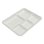 Boardwalk Bagasse PFAS-Free Food Tray, 5-Compartment, 8.26 x 0.98 x 10.9, White, Bamboo/Sugarcane, 500/Carton view 2