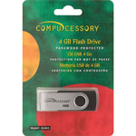Compucessory Flash Drive, 4GB, Password Protected, Black/Aluminum view 1
