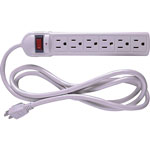Compucessory 55155 6 Outlet Power Strip, Built in Circuit Breaker, 6" Cord view 1