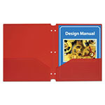 C-Line Two-Pocket Heavyweight Poly Portfolio Folder, 3-Hole Punch, Letter, Red, 25/Box view 3