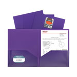 C-Line Two-Pocket Heavyweight Poly Portfolio Folder, 11 x 8.5, Purple, 25/Box view 2