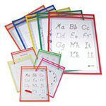 C-Line Reusable Dry Erase Pockets, 9 x 12, Assorted Primary Colors, 10/Pack view 1