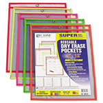 C-Line Reusable Dry Erase Pockets, 9 x 12, Assorted Neon Colors, 10/Pack view 1