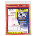 C-Line Reusable Dry Erase Pockets, 9 x 12, Assorted Neon Colors, 10/Pack view 2