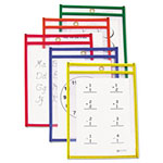 C-Line Reusable Dry Erase Pockets, 6 x 9, Assorted Primary Colors, 10/Pack view 1