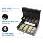 Carl Bill Slots Steel Security Cash Box - 4 Bill - 5 Coin - Steel - Black - 3.5