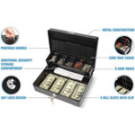 Carl Bill Slots Steel Security Cash Box - 4 Bill - 5 Coin - Steel - Black - 3.5