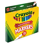 Crayola Non-Washable Marker, Broad Bullet Tip, Assorted Colors, Dozen view 1