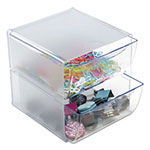 Deflecto Stackable Cube Organizer, 2 Drawers, 6 x 7 1/8 x 6, Clear view 1