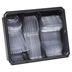 Dixie Cutlery Keeper Tray w/Clear Plastic Utensils: 600 Forks, 600 Knives, 600 Spoons view 1