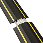 D-Line® Medium-Duty Floor Cable Cover, 3.25 x 0.5 x 6 ft, Black with Yellow Stripe view 1