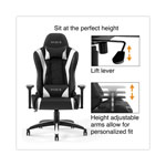 Emerge Vartan Bonded Leather Gaming Chair, Supports Up to 275 lbs, White/Black Seat, White/Black Back, Black Base view 3
