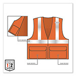 Ergodyne GloWear 8220Z Class 2 Standard Mesh Zipper Vest, Polyester, Small/Medium, Orange view 3