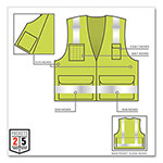 Ergodyne GloWear 8250Z Class 2 Surveyors Zipper Vest, Polyester, 2X-Large/3X-Large, Lime view 3
