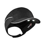 Ergodyne Skullerz 8965 Lightweight Bump Cap Hat with LED Lighting, Short Brim, Black view 2