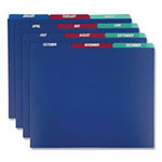 Pendaflex Poly Top Tab File Guides, 1/3-Cut Top Tab, January to December, 8.5 x 11, Assorted Colors, 12/Set view 1