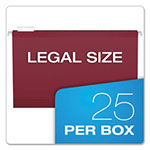 Pendaflex Colored Reinforced Hanging Folders, Legal Size, 1/5-Cut Tab, Burgundy, 25/Box view 4