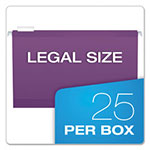 Pendaflex Colored Reinforced Hanging Folders, Legal Size, 1/5-Cut Tab, Violet, 25/Box view 4