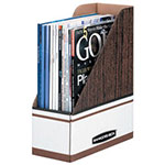 Fellowes Corrugated Cardboard Magazine File, 4 x 9 x 11 1/2, Wood Grain, 12/Carton view 1