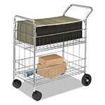 Fellowes Wire Mail Cart, 21.5w x 37.5d x 39.25h, Chrome view 1