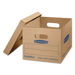 Fellowes SmoothMove Classic Moving and Storage Boxes, Small, Half Slotted Container (HSC), 15 x 12 x 10, Brown Kraft/Blue, 10/Carton orginal image